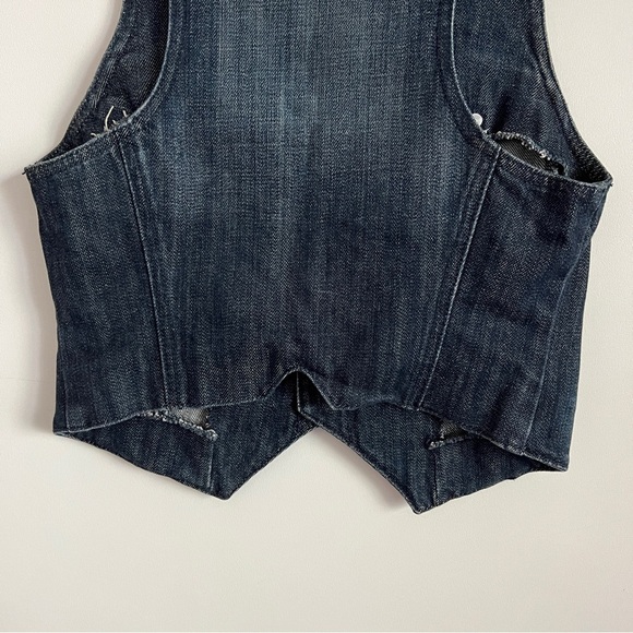 Vintage Y2K Furst Premium Denim Vest Button Front-Size 4 Utility Cargo Style - Picture 8 of 14